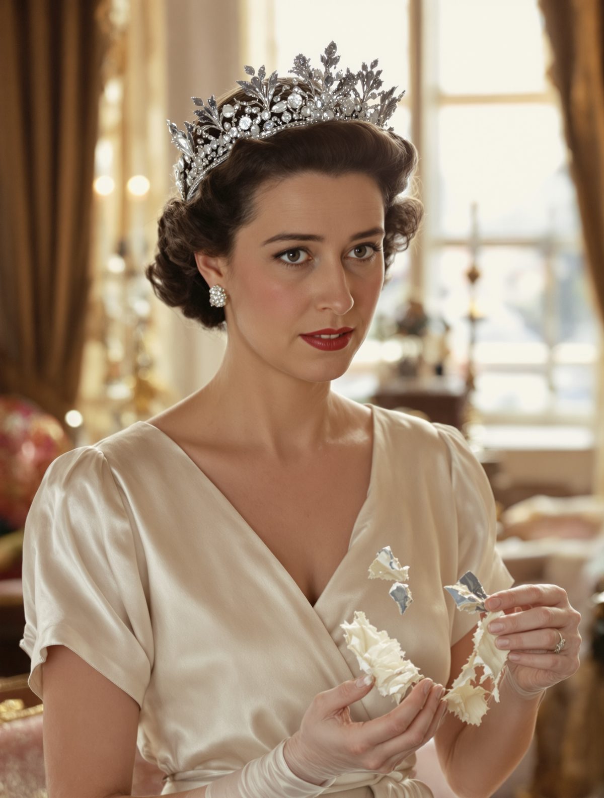 Queen Elizabeth II's wedding tiara snapped in half on her wedding morning